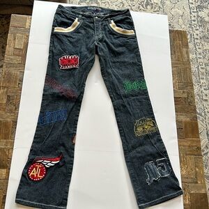 Babe Sports Classic Basketball City Low Rise Embellished Jeans